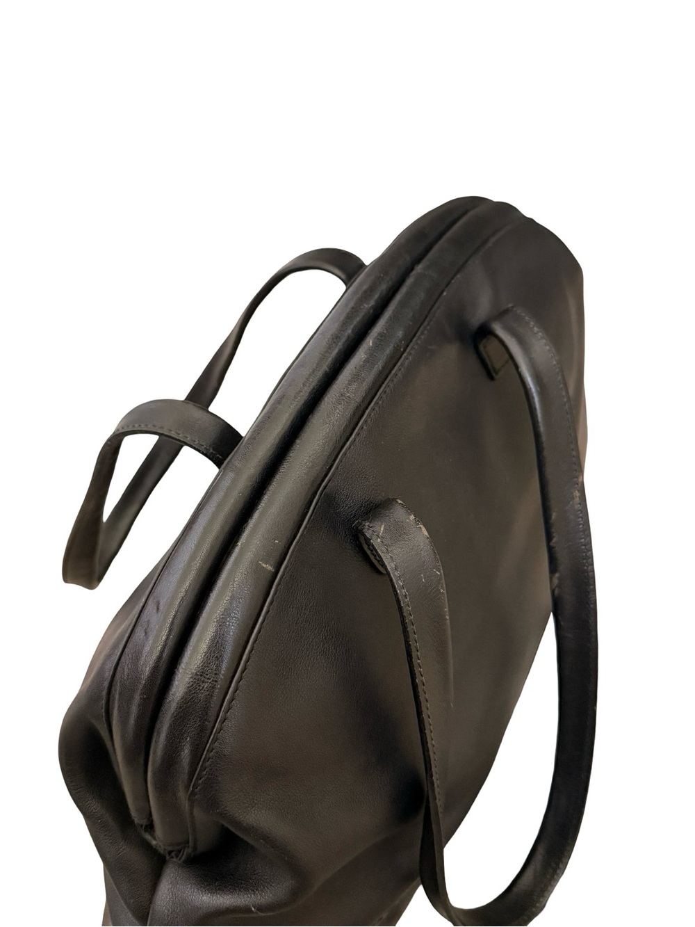 Vintage Furla Black Leather Dome Shoulder Bag With Silver Logo Made in Italy - Picture 12 of 17